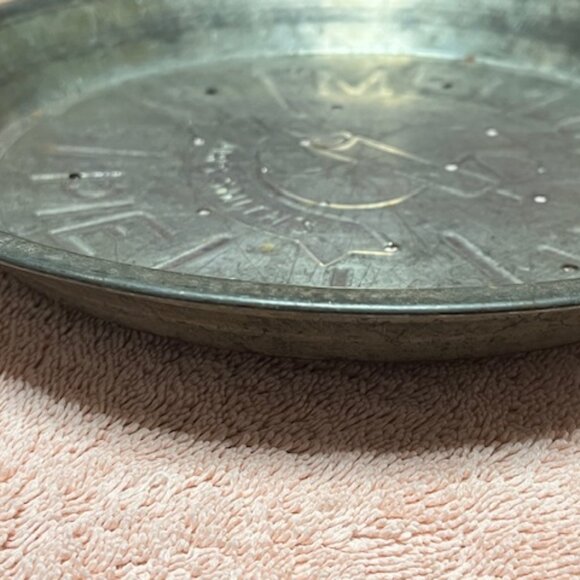 VTG Embossed Mrs Smith's Mello-Rich Pie Plate Pan Tin Rolling Pin 9.5" - Picture 6 of 9